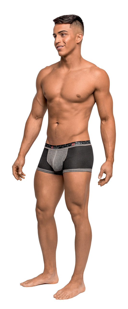 Male Power Cock Pit Net Mini Cock Ring Short Underwear with Snap Off Pouch