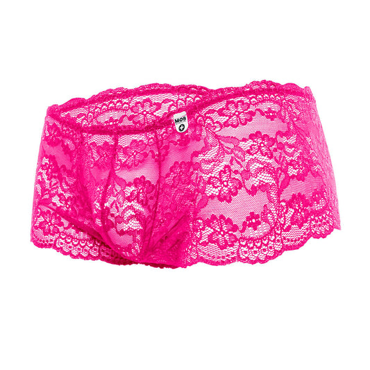 Malebasics Lace Boxer Boy Shorts in Hot Pink - Front View