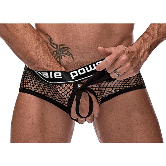 Male Power Cock Pit Net Cock Ring Thong Underwear with Snap Off