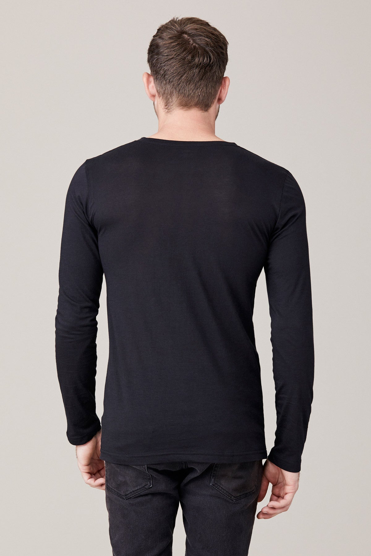 Men's Long Sleeve Button Henley - Black – LNA Clothing