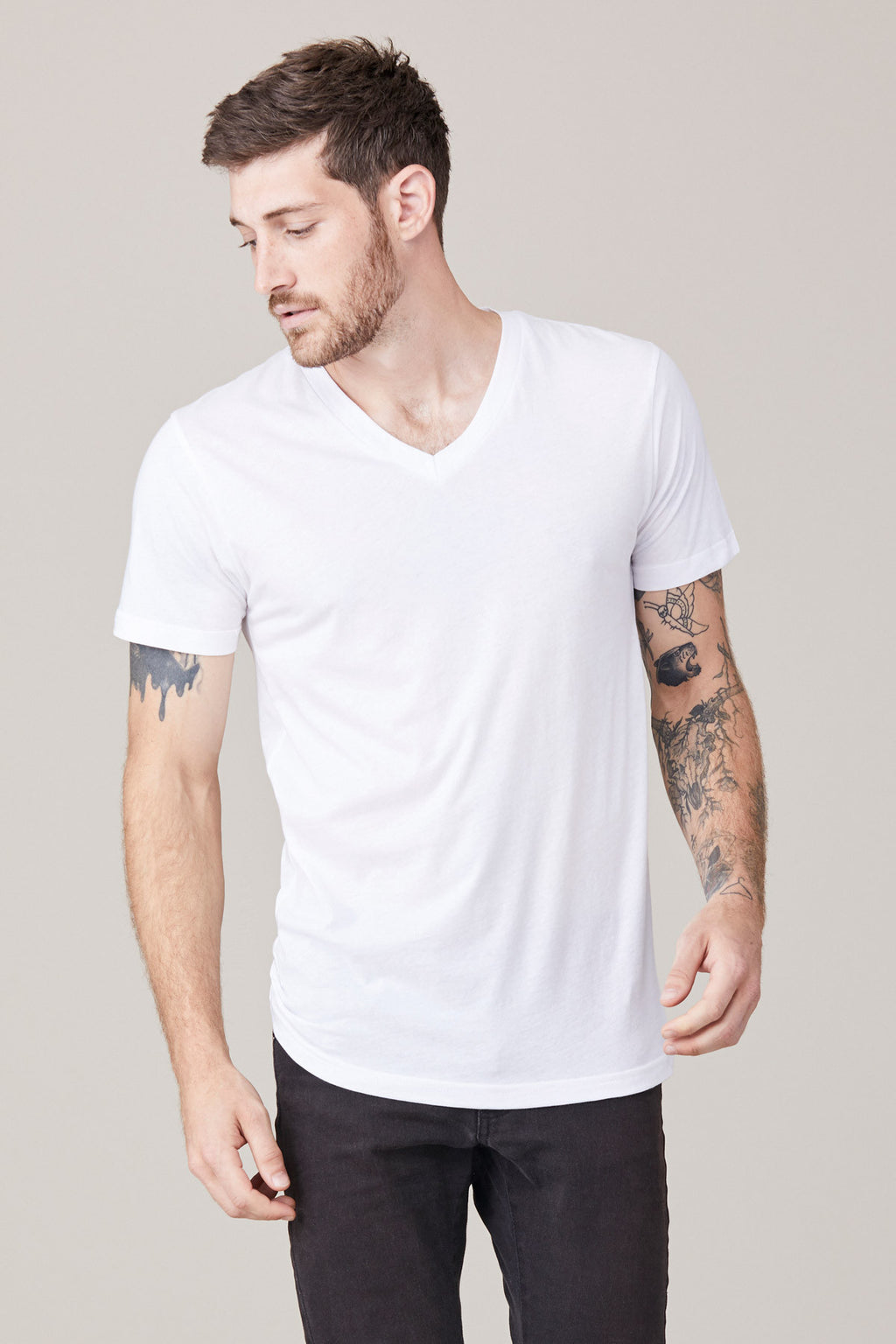 Men's Short Sleeve V Neck - White – LNA Clothing