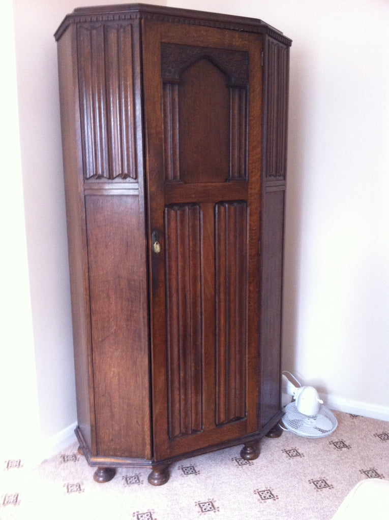 Pre Loved French Vintage Gents Wardrobe Hall Cupboard C1920