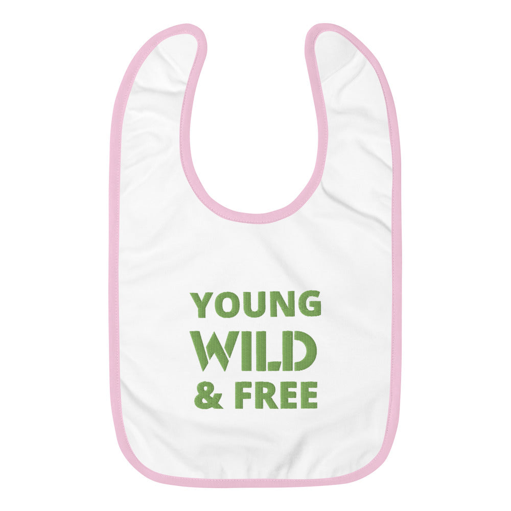 Download Young Wild Free Embroidered Baby Bib Kiwi Green Osxb Deals Paradise