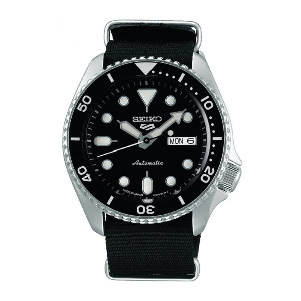 JDM] Seiko 5 Sports (Japan Made) Automatic Black Canvas Strap Watch SBSA021  | Watchspree