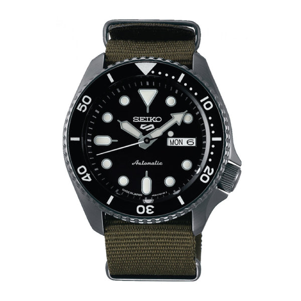 JDM] Seiko 5 Sports (Japan Made) Automatic Olive Green Canvas Strap Watch  SBSA023 | Watchspree