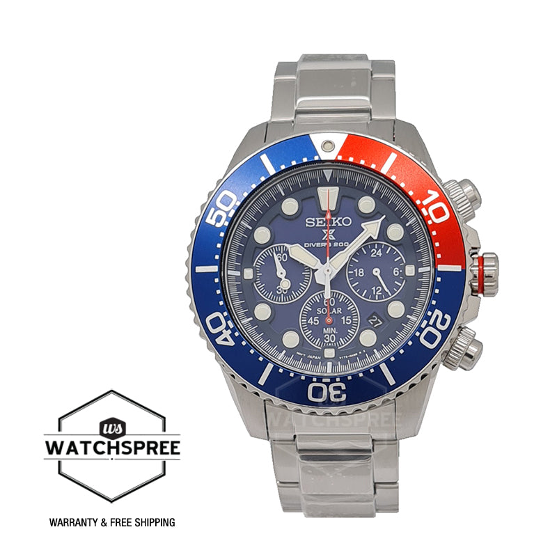 Seiko Prospex Diver's Solar Chronograph Silver Stainless Steel Band Wa –  Watchspree