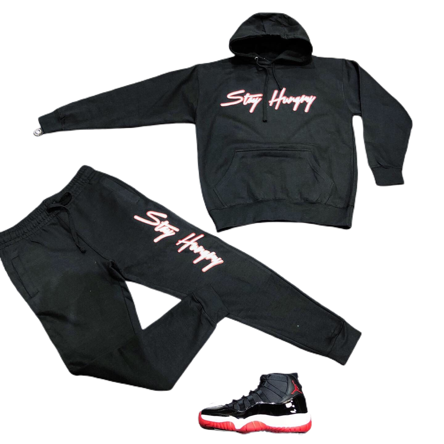 Premium Black Stay Hungry Sweatsuit With Exclusive 2 Tones Whitered D Baller Bellys 5956