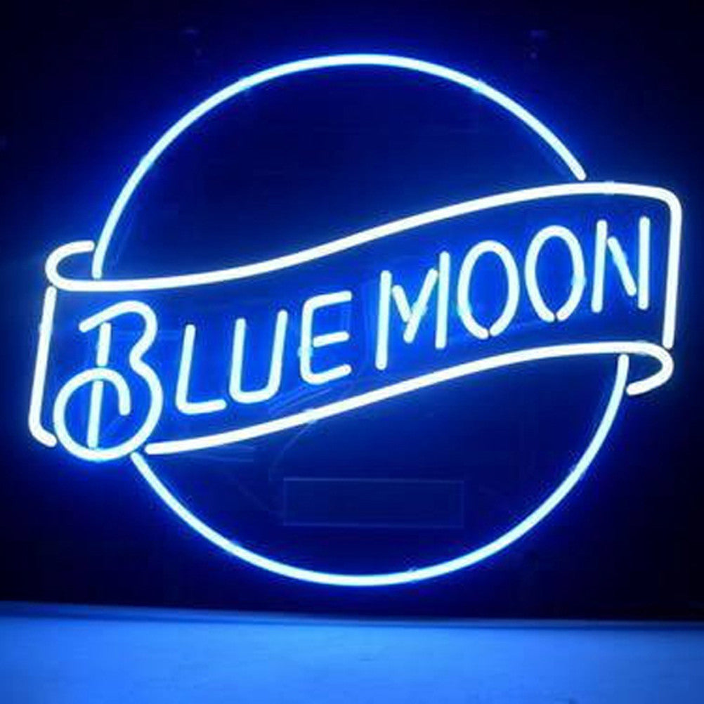 Professional Blue Moon Lager Beer Bar Open Neon Signs