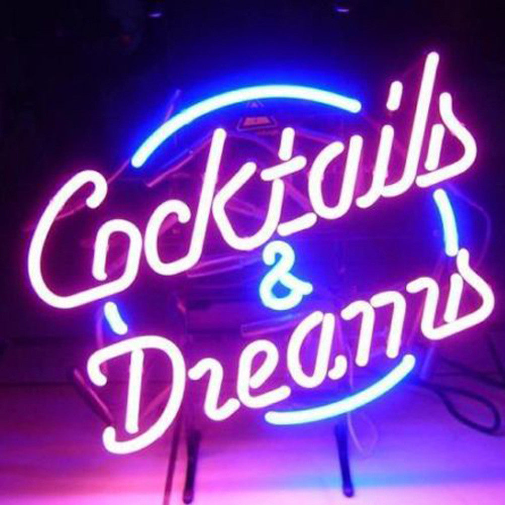 Professional Cocktails And Dreams Beer Bar Open Neon Signs