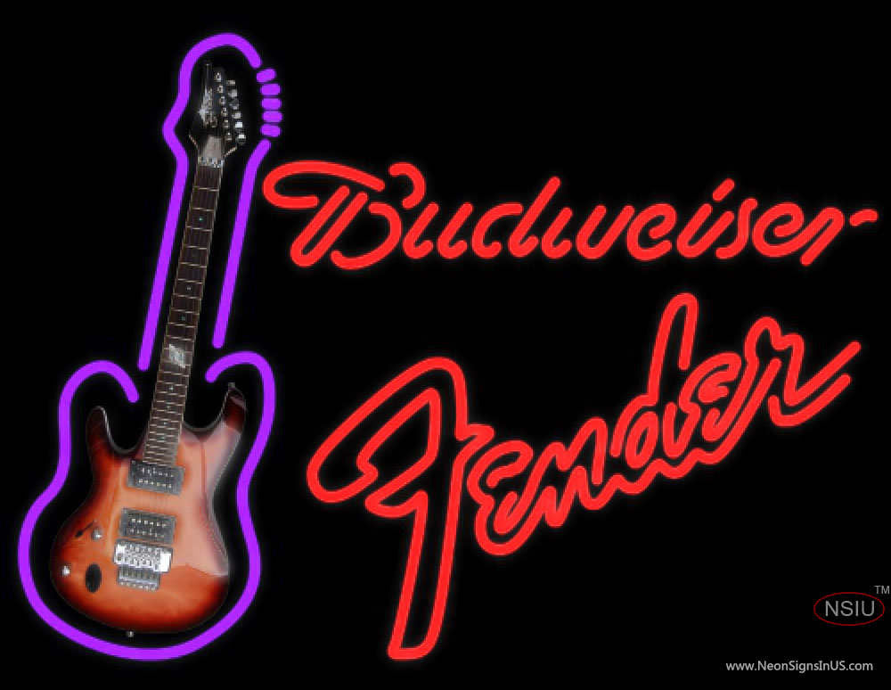 Budweiser Neon Fender Red Guitar Neon Sign