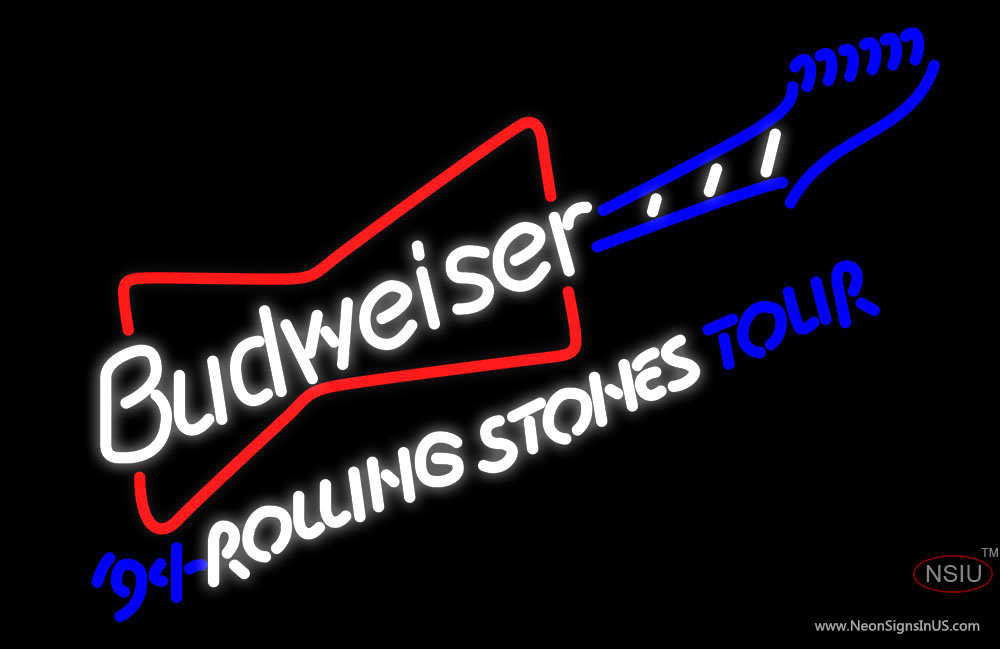 Budweiser Rolling Stones Guitar Neon Beer Sign – Bro Neon Sign