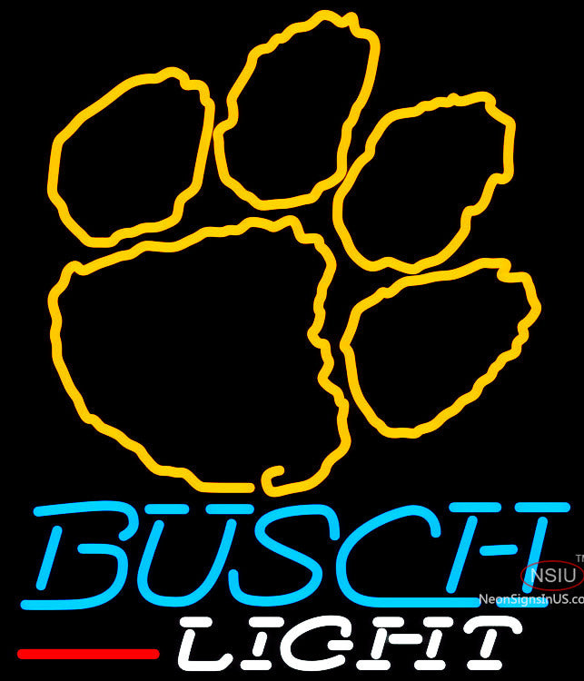 Busch Light Clemson UNIVERSITY Tiger Print Neon Sign