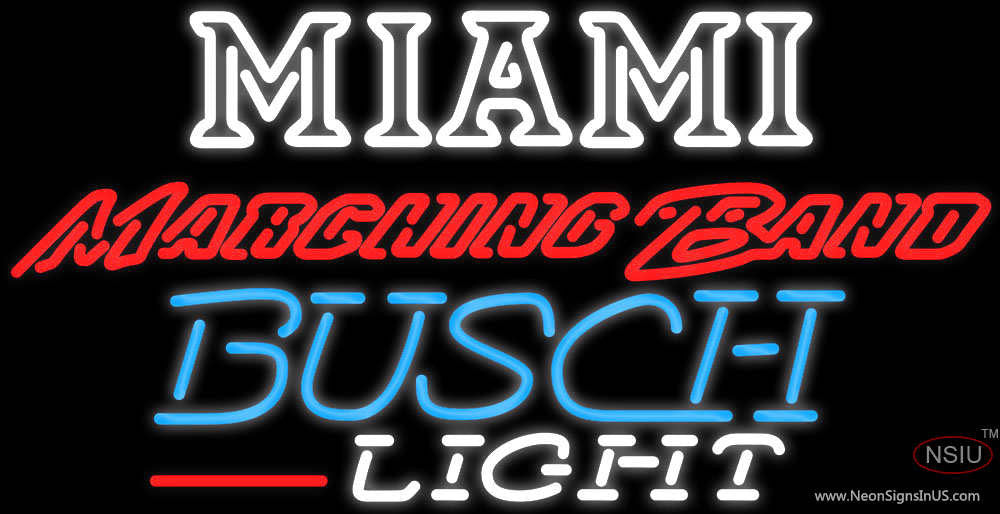 Busch Light Miami UNIVERSITY Band Board Neon Sign