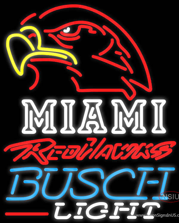 Busch Light University of Miami Red Hawk neon sign