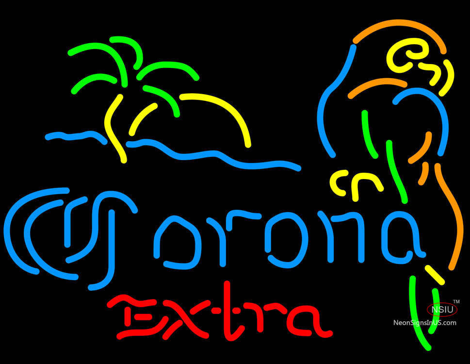 Corona extra Palm Parrot Neon Beer logo - Brother Neon logo