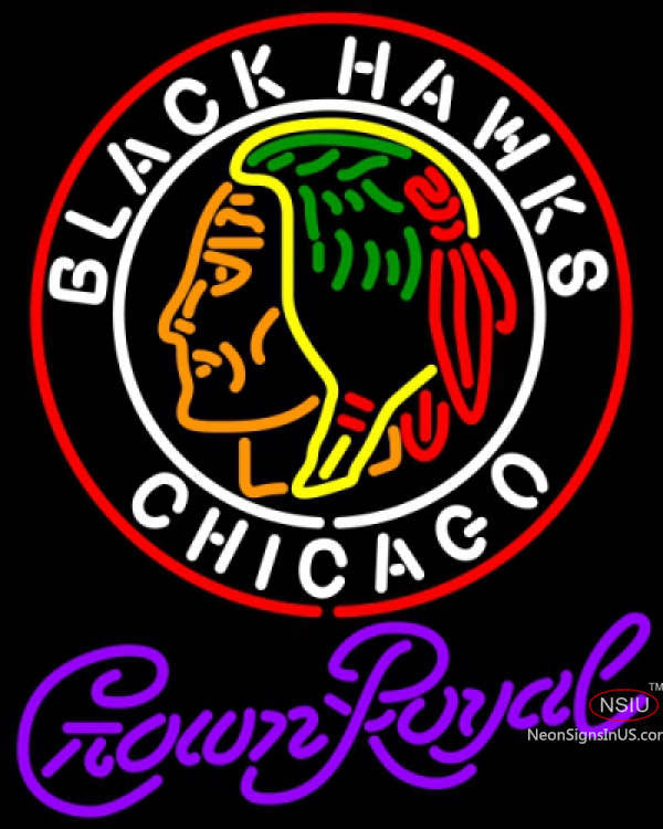 Crown Royal Commemorative Chicago Blackhawks Hockey Neon