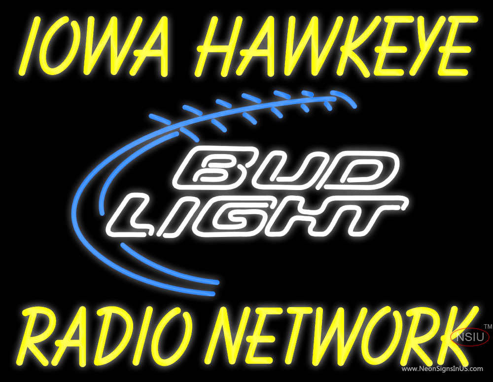 Custom Iowa Hawkeye Radio Network Bud Light Neon Sign