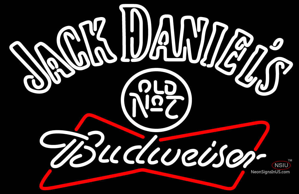 Jack Daniels With Budweiser Neon Sign