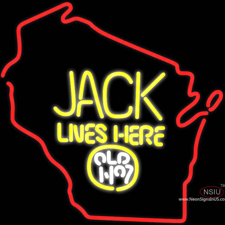 Jack Daniels Jack Lives Here Wisconsin Neon Sign x – Bro