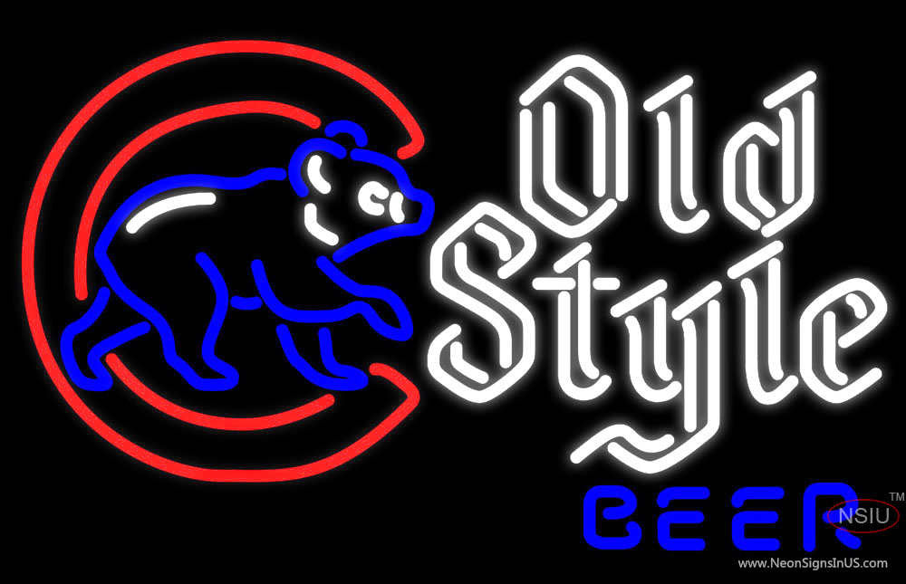 Old Style Chicago Cubs Walking Cubby Neon Beer Sign