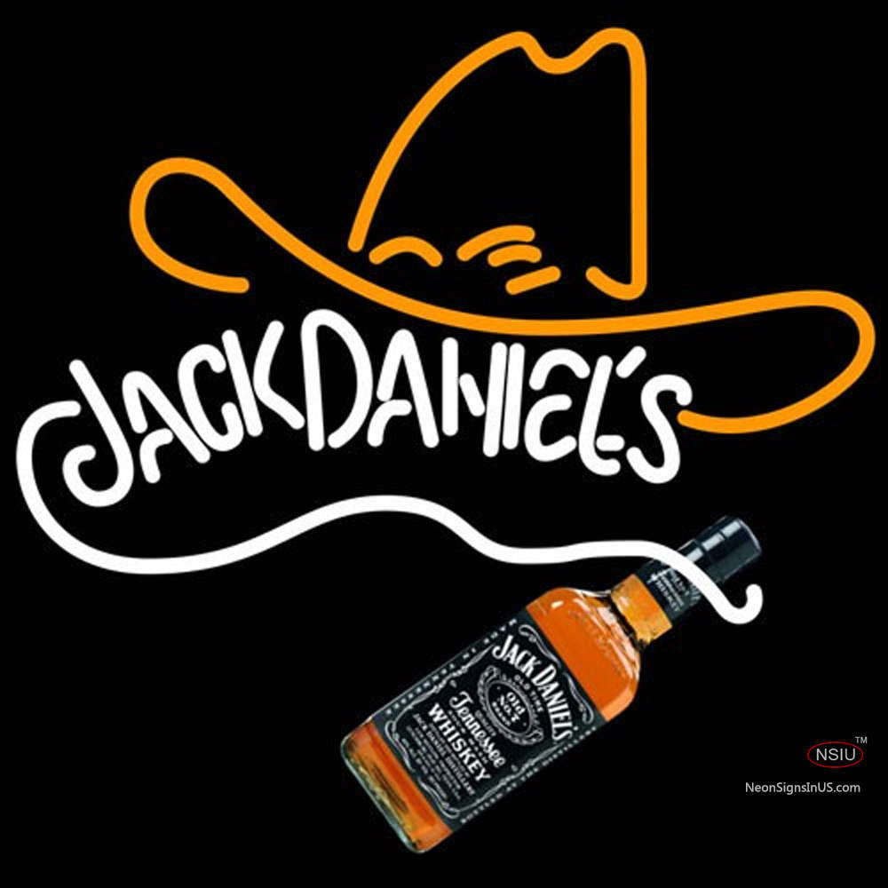 Rare Jack Daniels Whiskey Cowboy Hat Neon Sign – NeonSigns