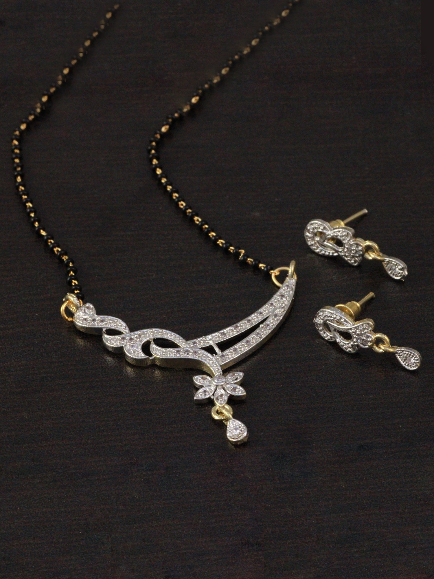 diamond mangalsutra and earrings