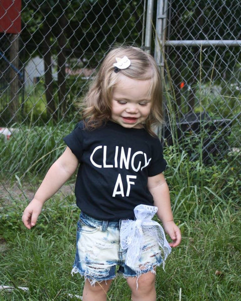 Clingy AF Kid's Tee | spillthebeansetc.com