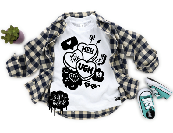 Meh NO THX conversation heart Kid's Tee