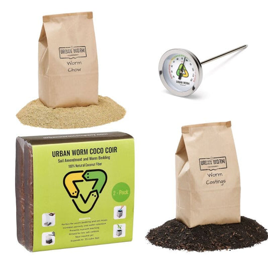6-Pack Coco Coir & Thermometer Promo - Urban Worm Company