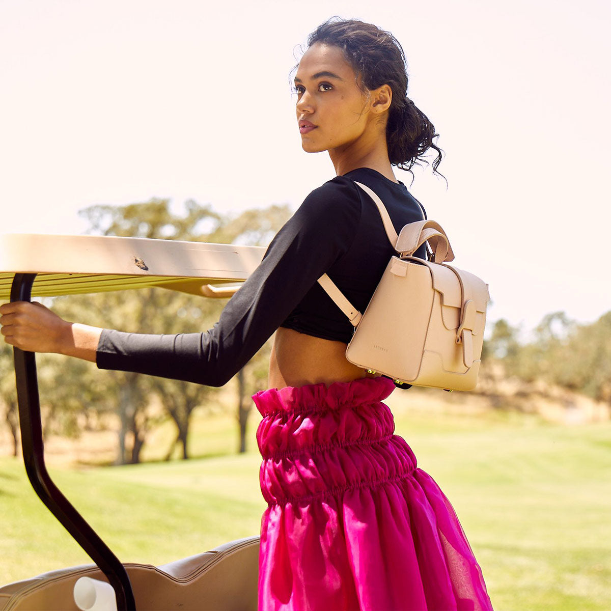 Faux Leather Convertible Mini Backpack - Pink