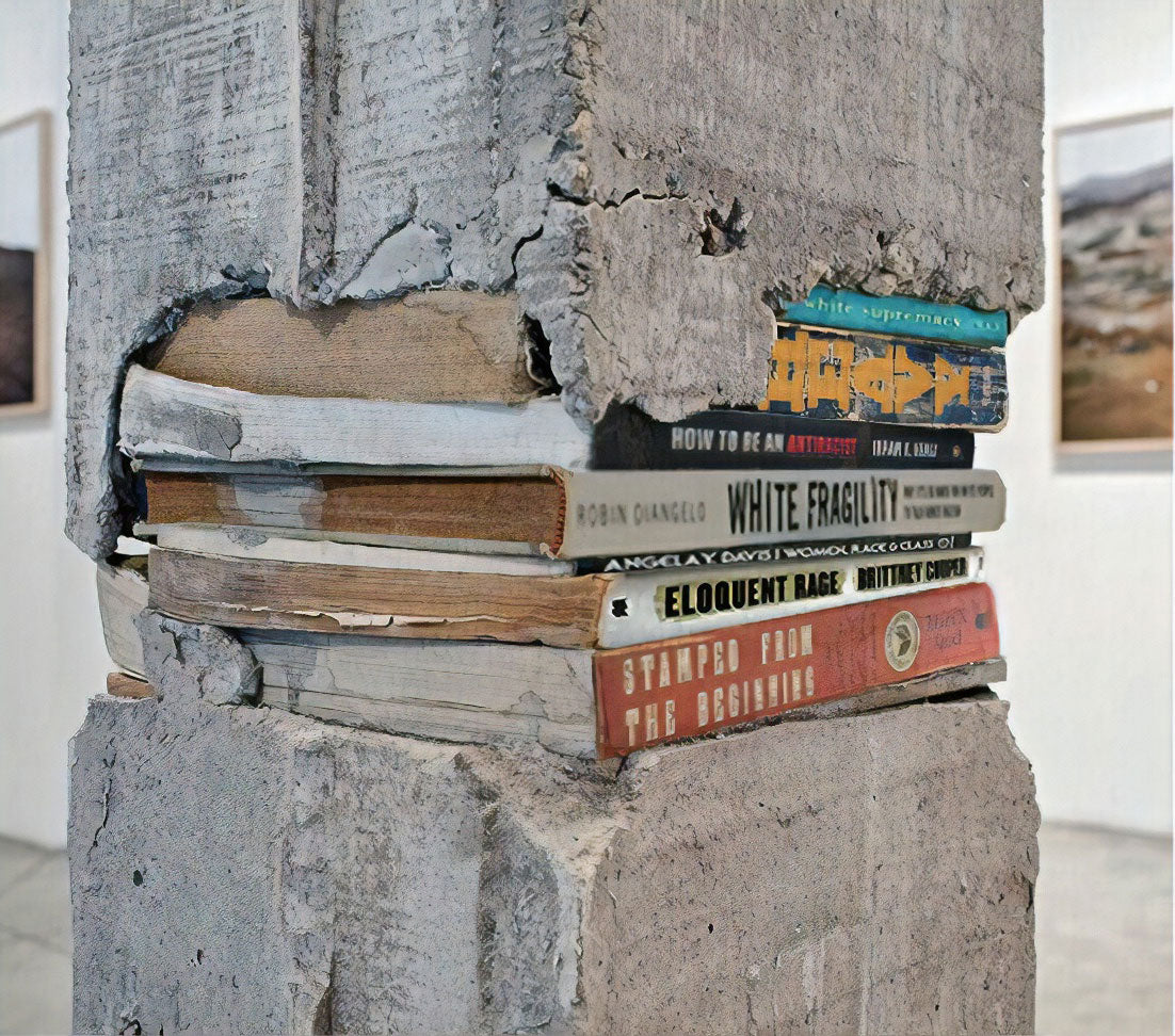 Column with books in the middle