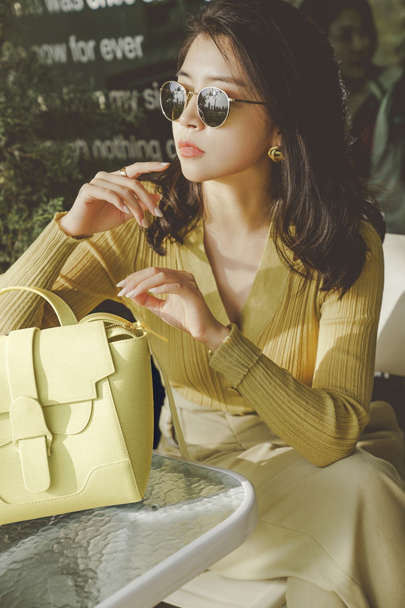 Woman and Yellow Handbag
