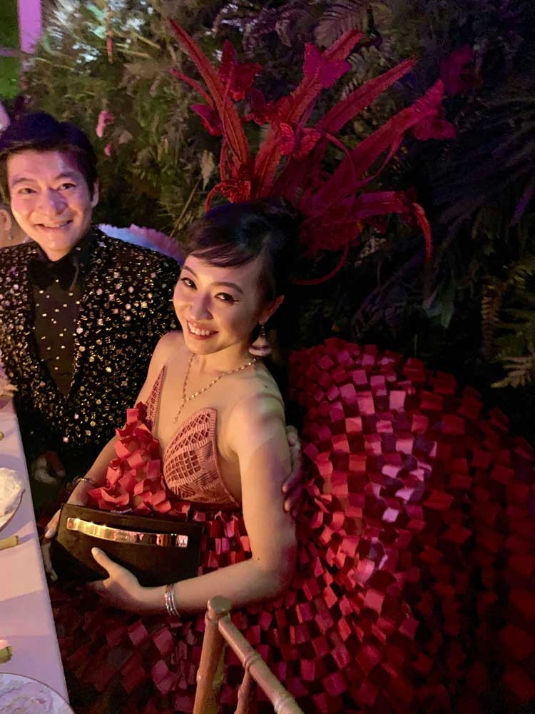 Coral and husband sitting at table