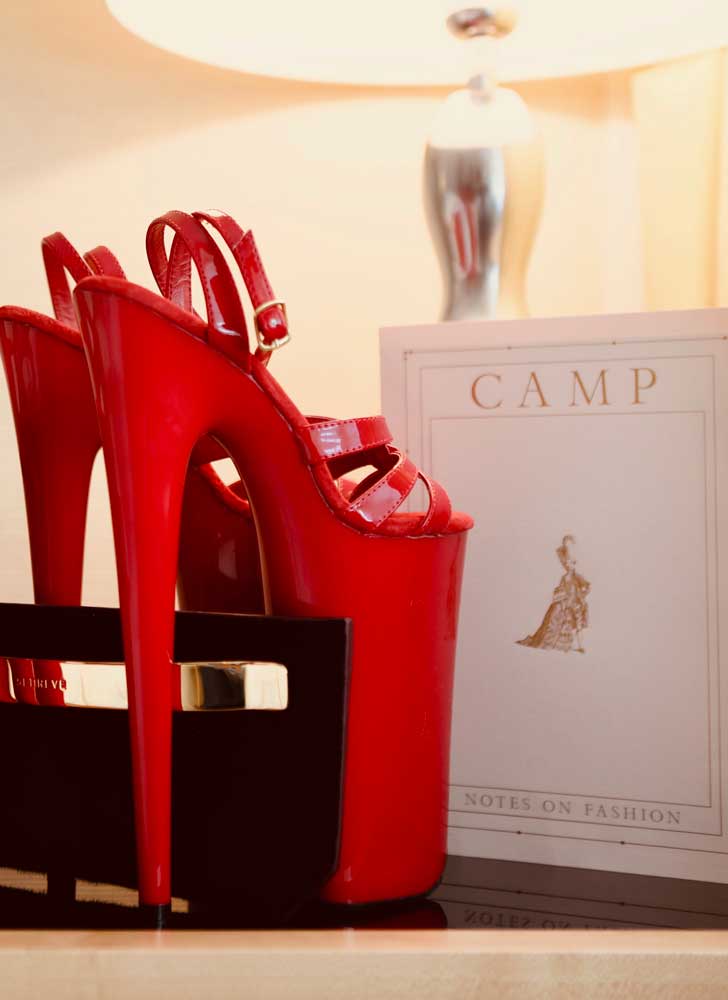 Heels with red carpet clutch and invitation