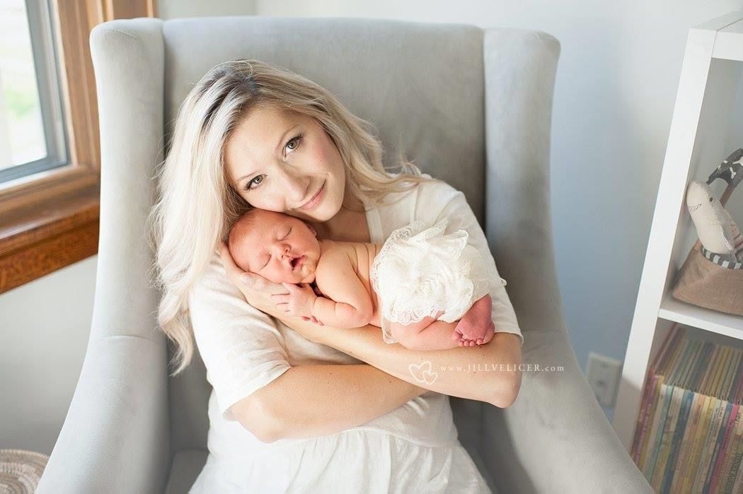 Lauren holding her newborn baby