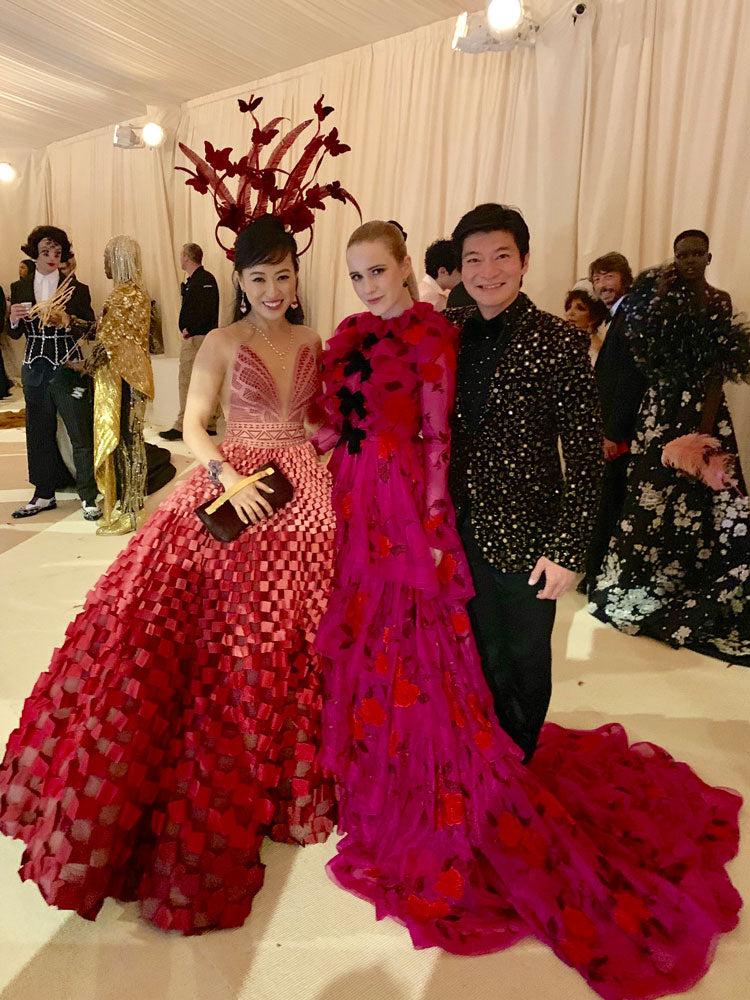 Coral and husband posing with Rachel Brosnahan