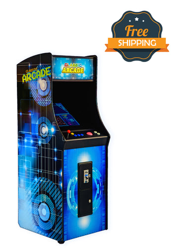 FULL-SIZED FOUR PLAYER UPRIGHT ARCADE GAME WITH TRACKBALL FEAT