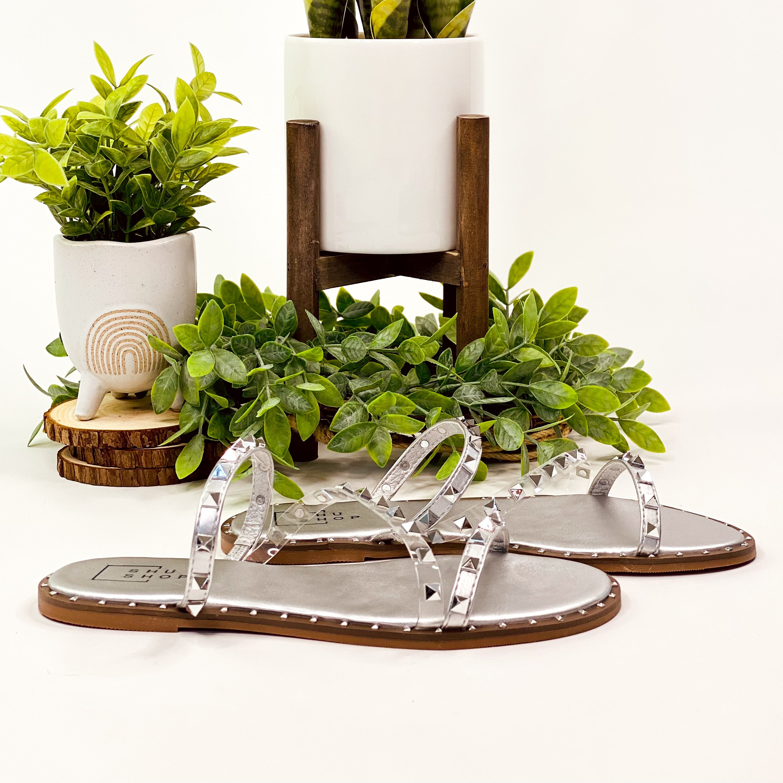 Shu Shop Belara Studded Sandal in Silver - cantonclothingcompany