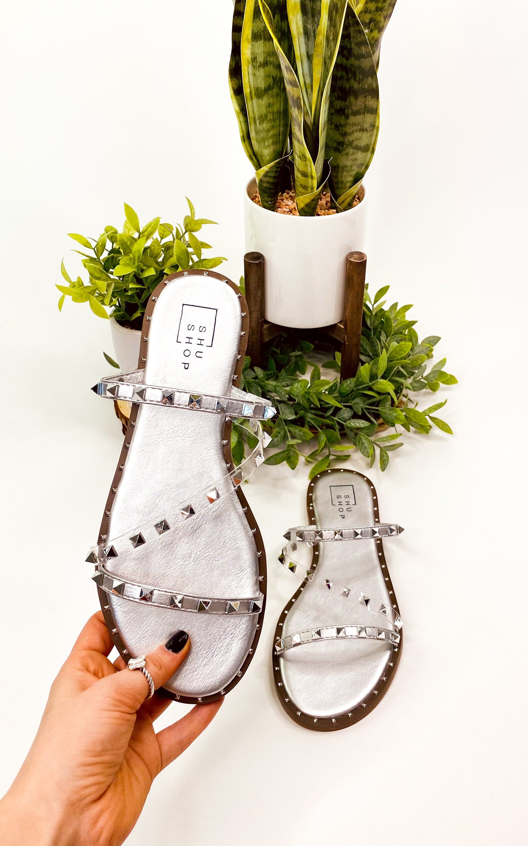 Shu Shop Belara Studded Sandal in Silver - cantonclothingcompany