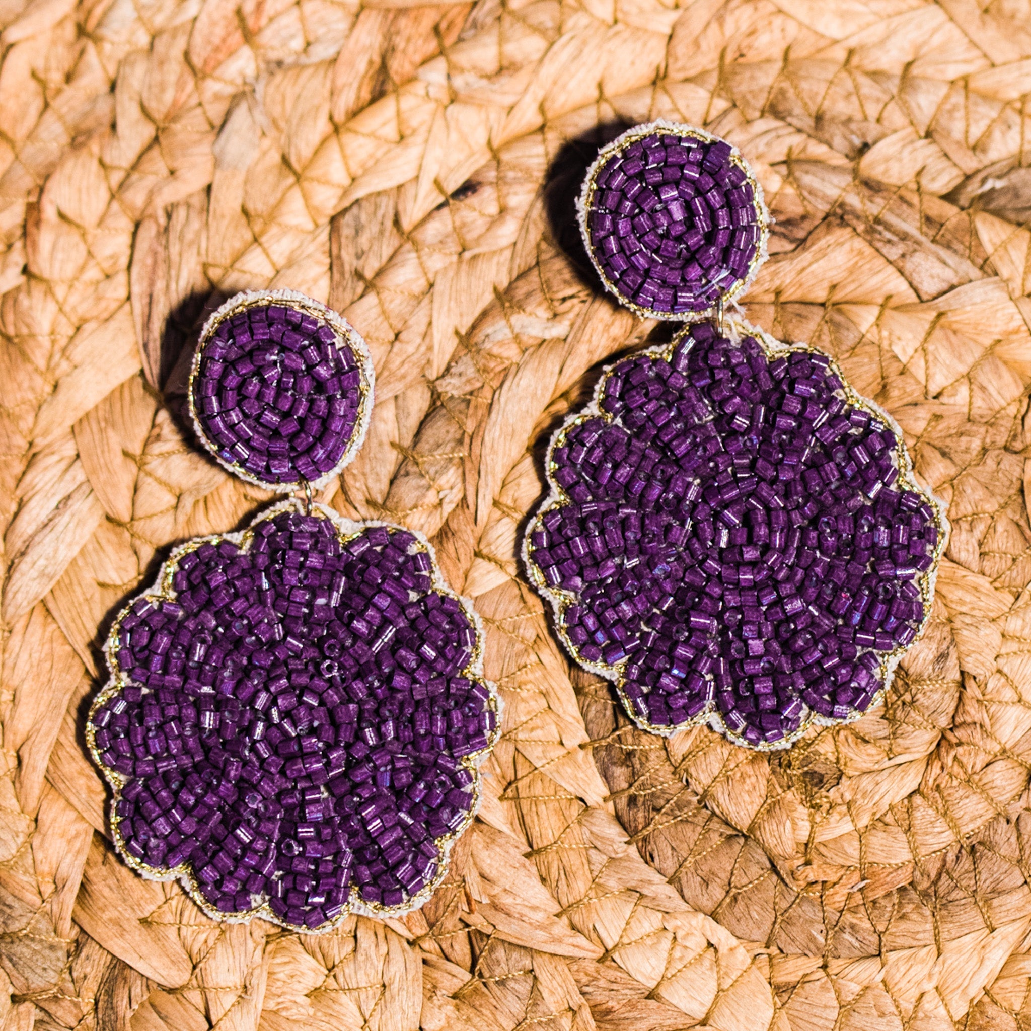 Purple Seed Bead Earrings