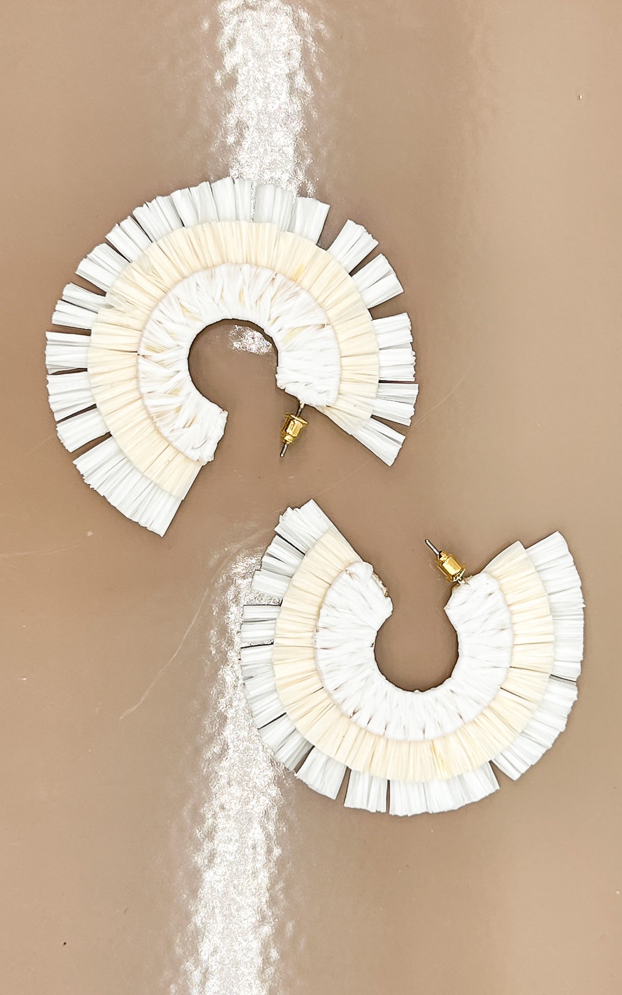 White and Cream Raffia Hoops