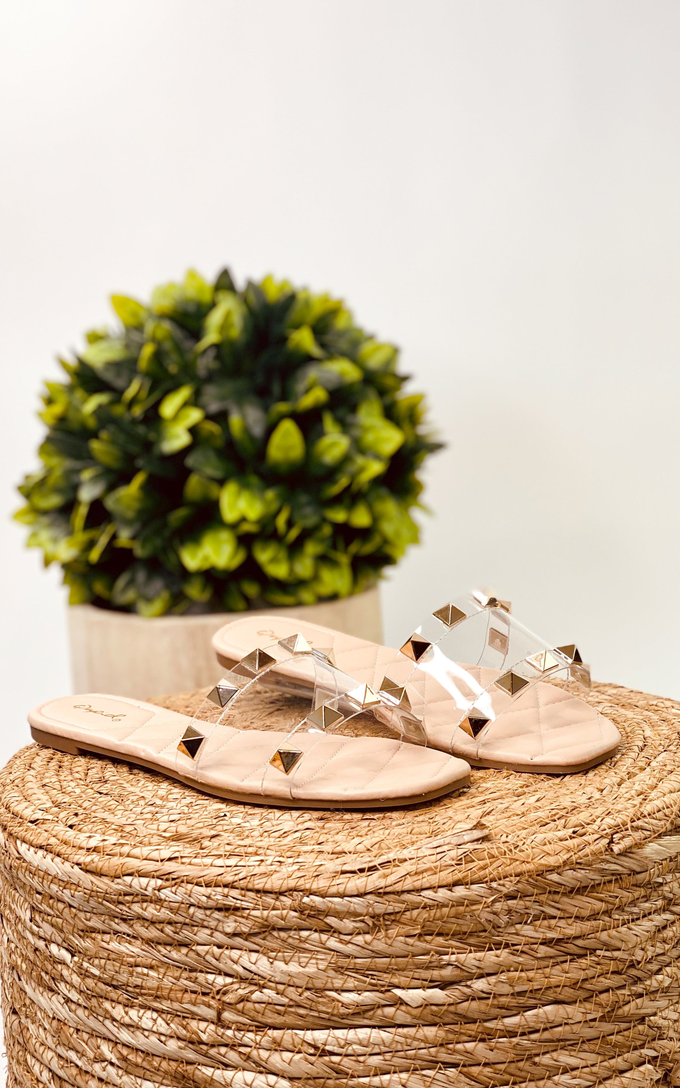 Qupid Hazy Spike Sandal in Clear