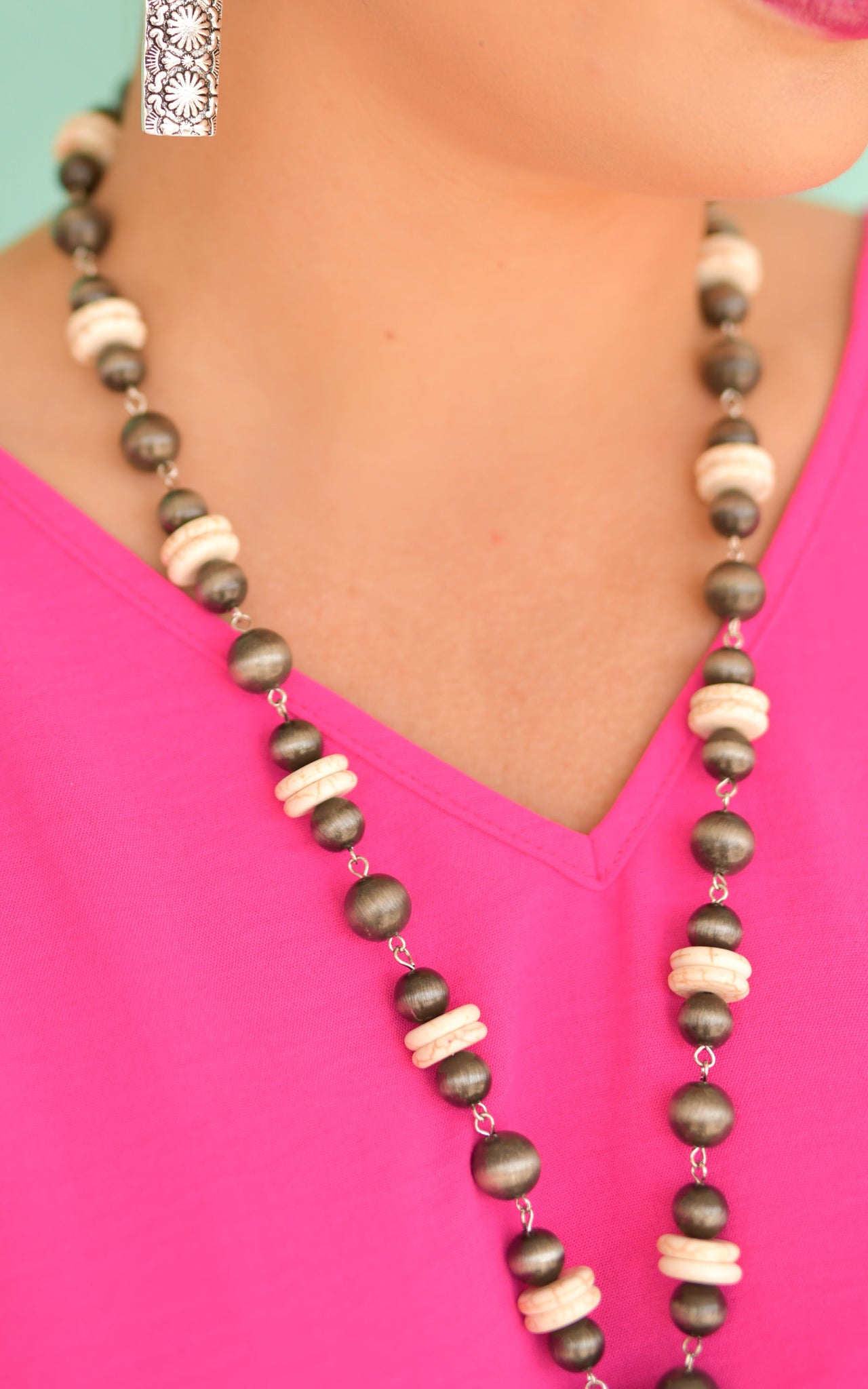 Ivory and Fux Navajo Pearl Concho Necklace