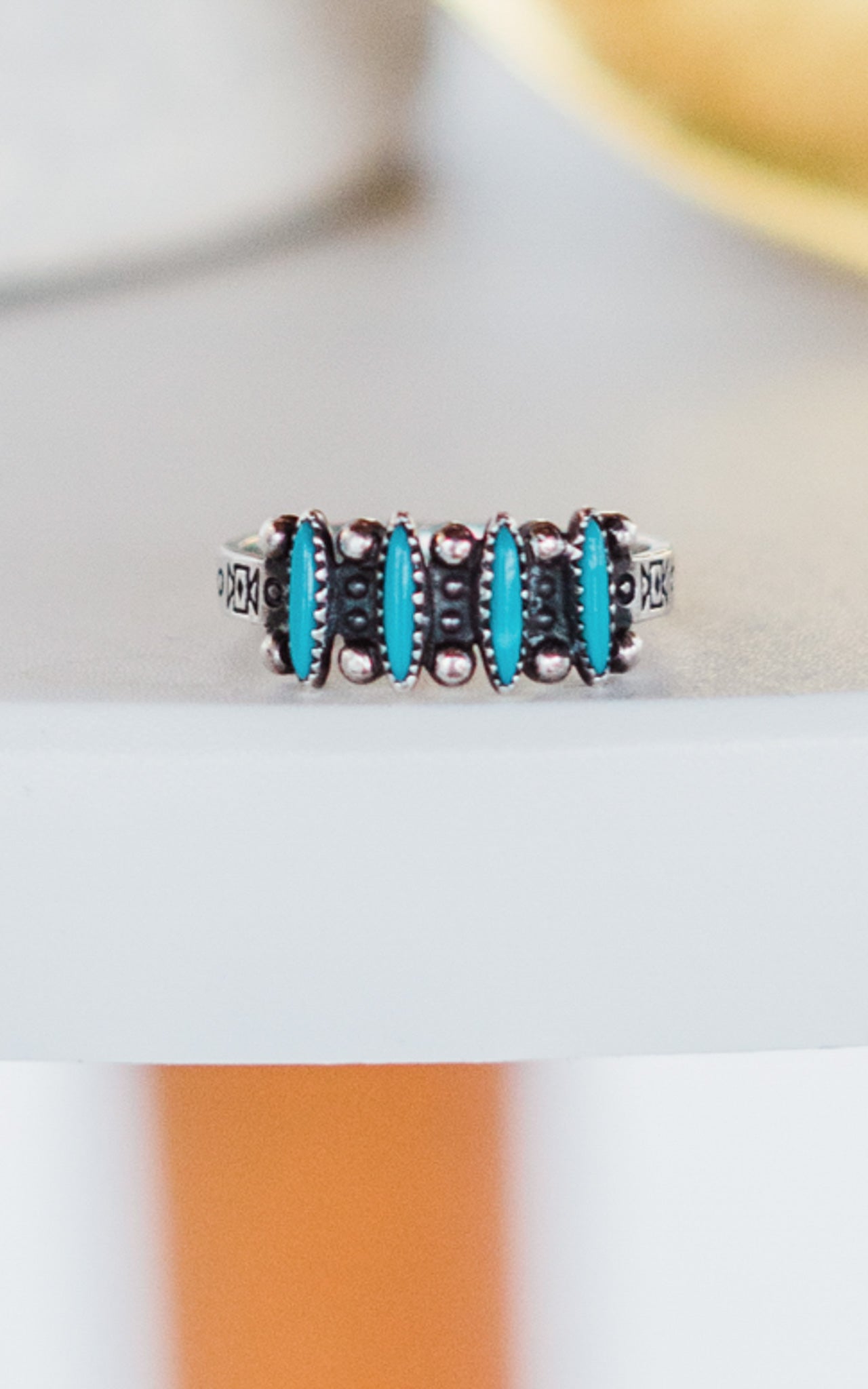 Old Pawn Turquoise Needlepoint Ring