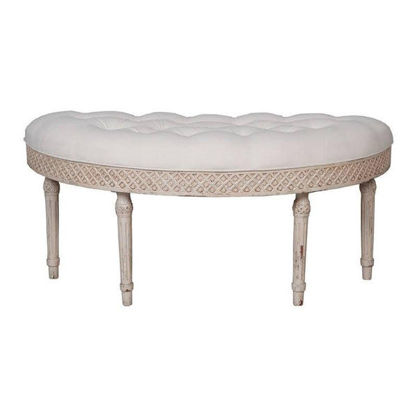 Guildmaster Curved Upholstered Bench Cream