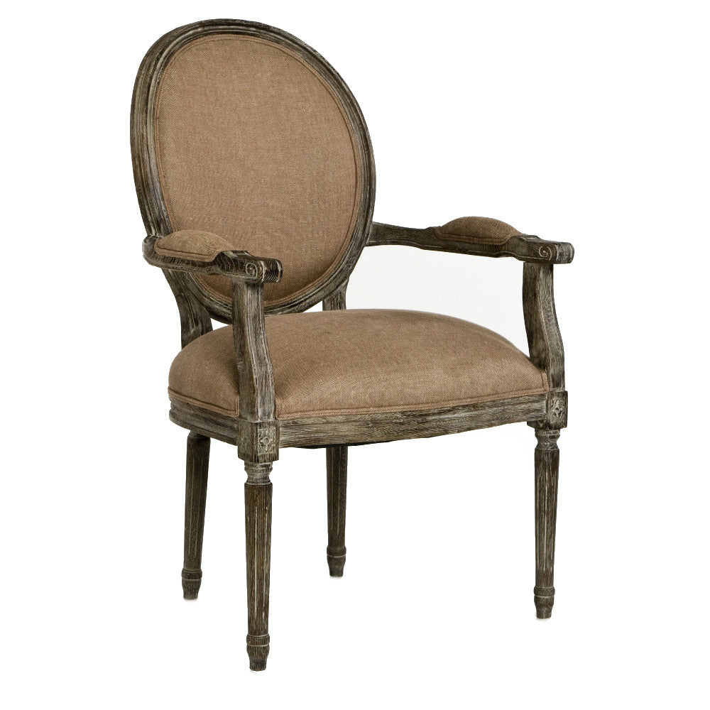 Zentique Medallion Arm Chair, Limed Charcoal Oak | B009 E271 A006