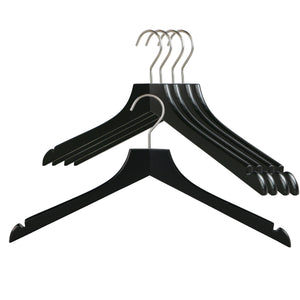 China Velvet Plastic Hangers Factory Luxury Black Plastic Flocked Suede  Coat Hangers with Pant bar Manufacture and Factory