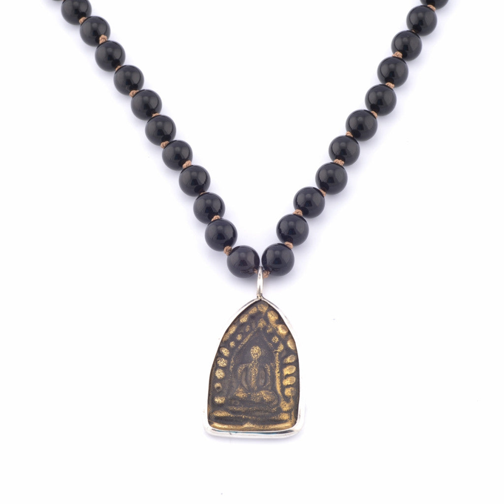 All Seeing Triangle Eye Necklace with Black Onyx