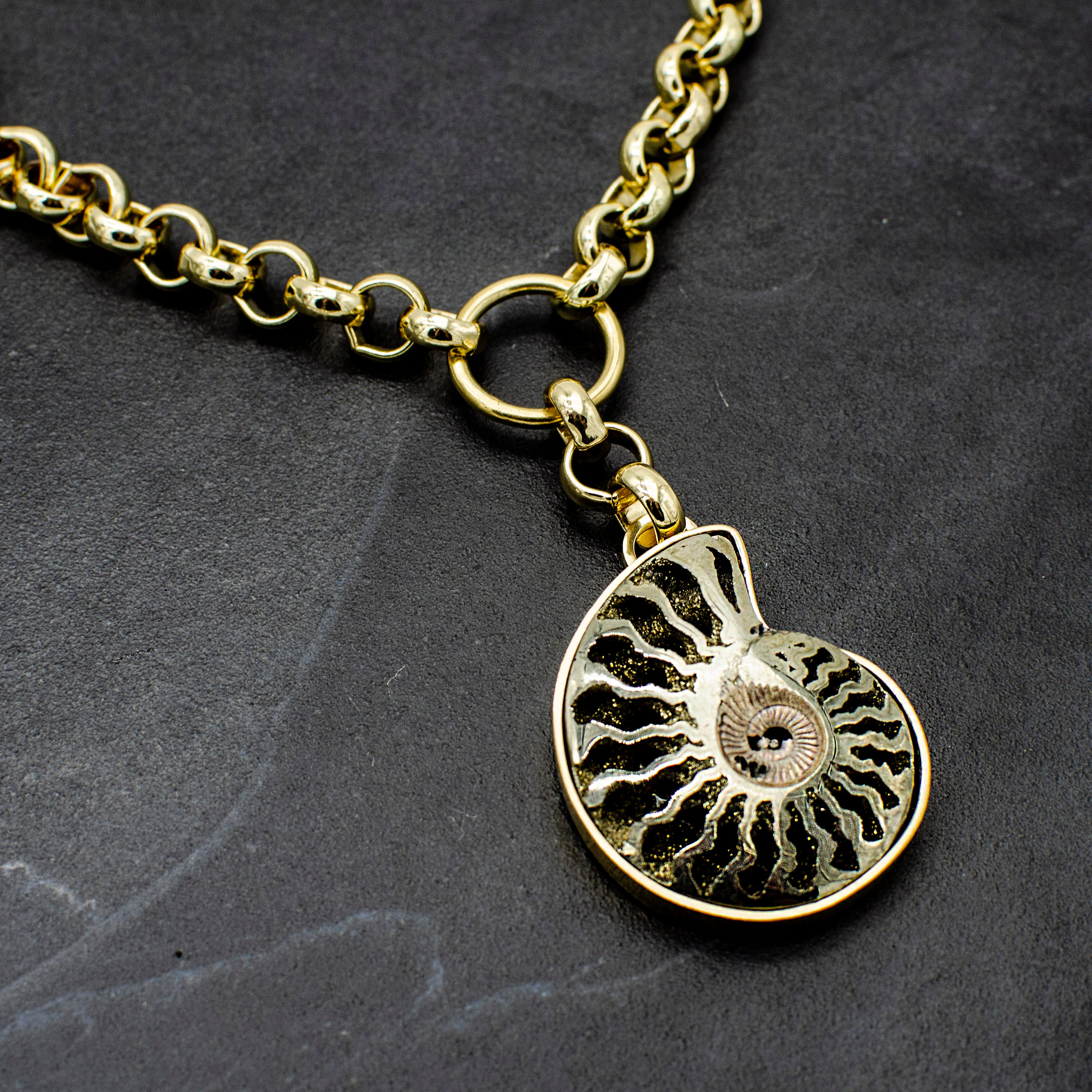 Rianna Necklace with Pyrite Ammonite