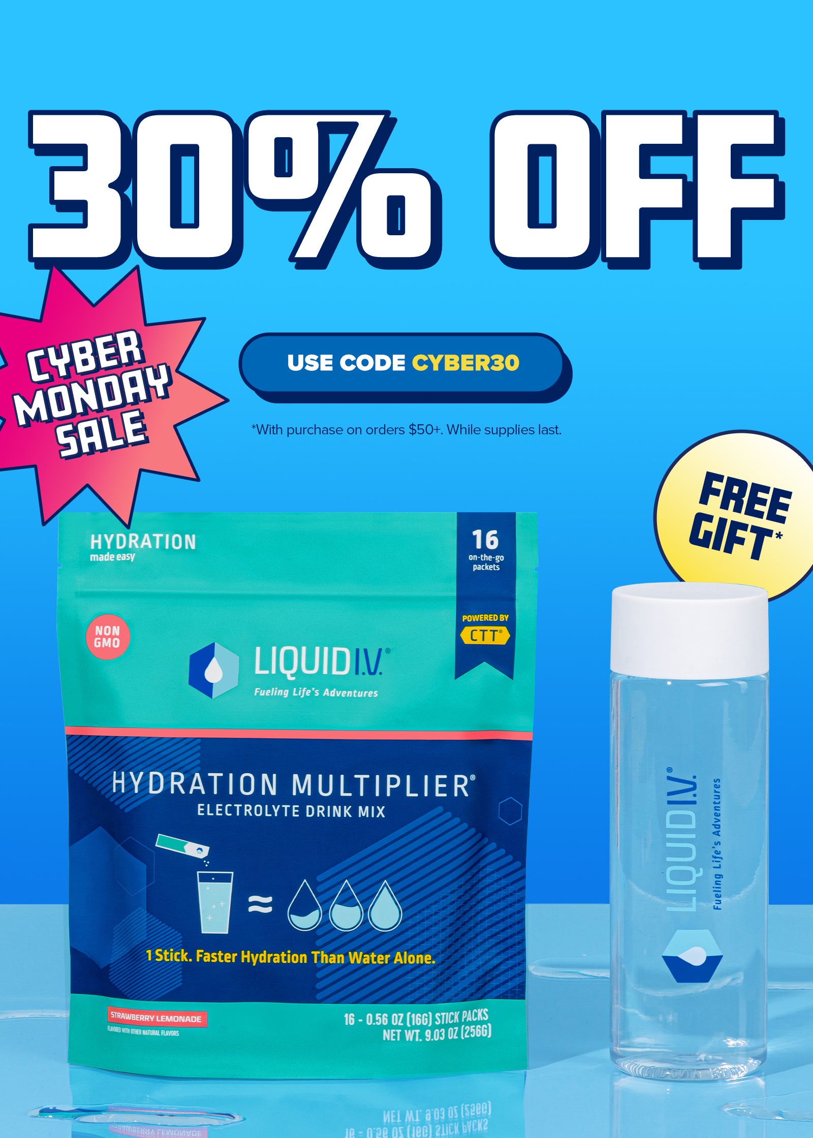 Liquid I.V. hyadration multiplier electrolyte drink mix seaberry 16-packs.